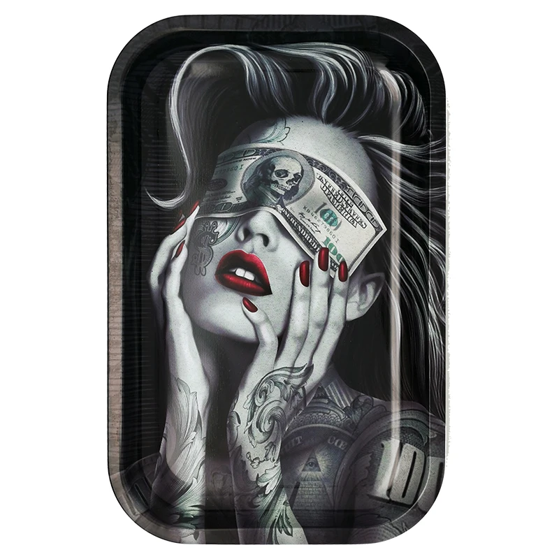 11x7 inch metal printed backwoods rolling tray