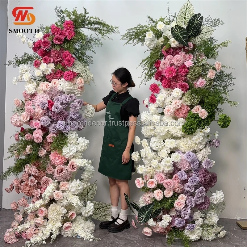 SMOOTH Explosive Models Pink Purple Artificial Flower Arch Horn Arch Flower For Wedding Party Decoration