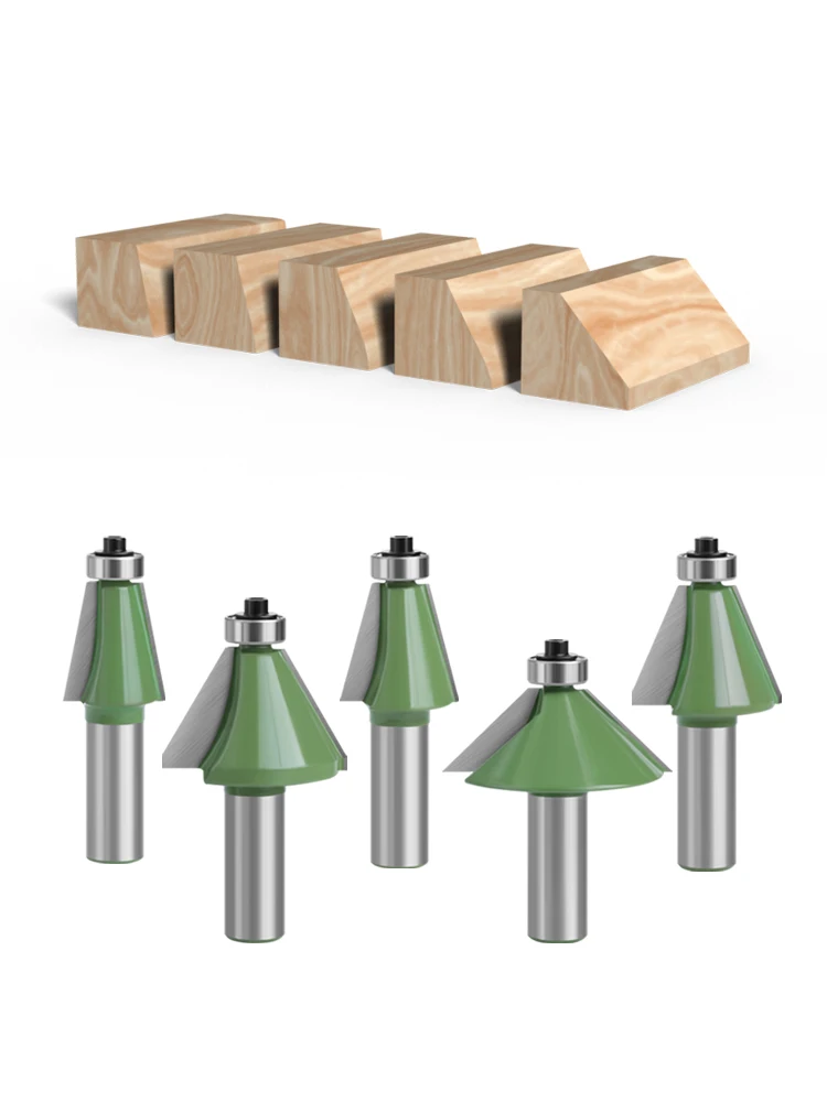 LAVIE 5pcs 12mm 1/2 shank 11.25 15  22.5 30 45 degree  router bit set  beveling knife for woodworking milling cutter-C MC0323