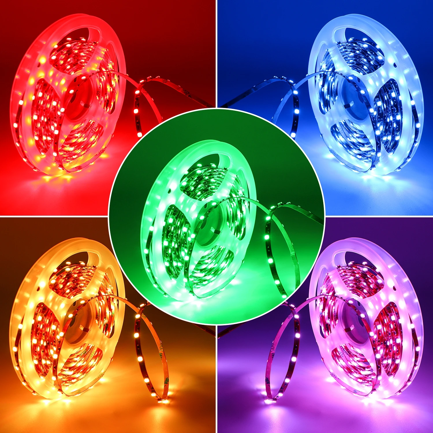 60LED RGB LED Light Strip 24V IP20 SMD 3528 USB Connectivity App Control IP66/IP68 5M & 10M Length for Home Use