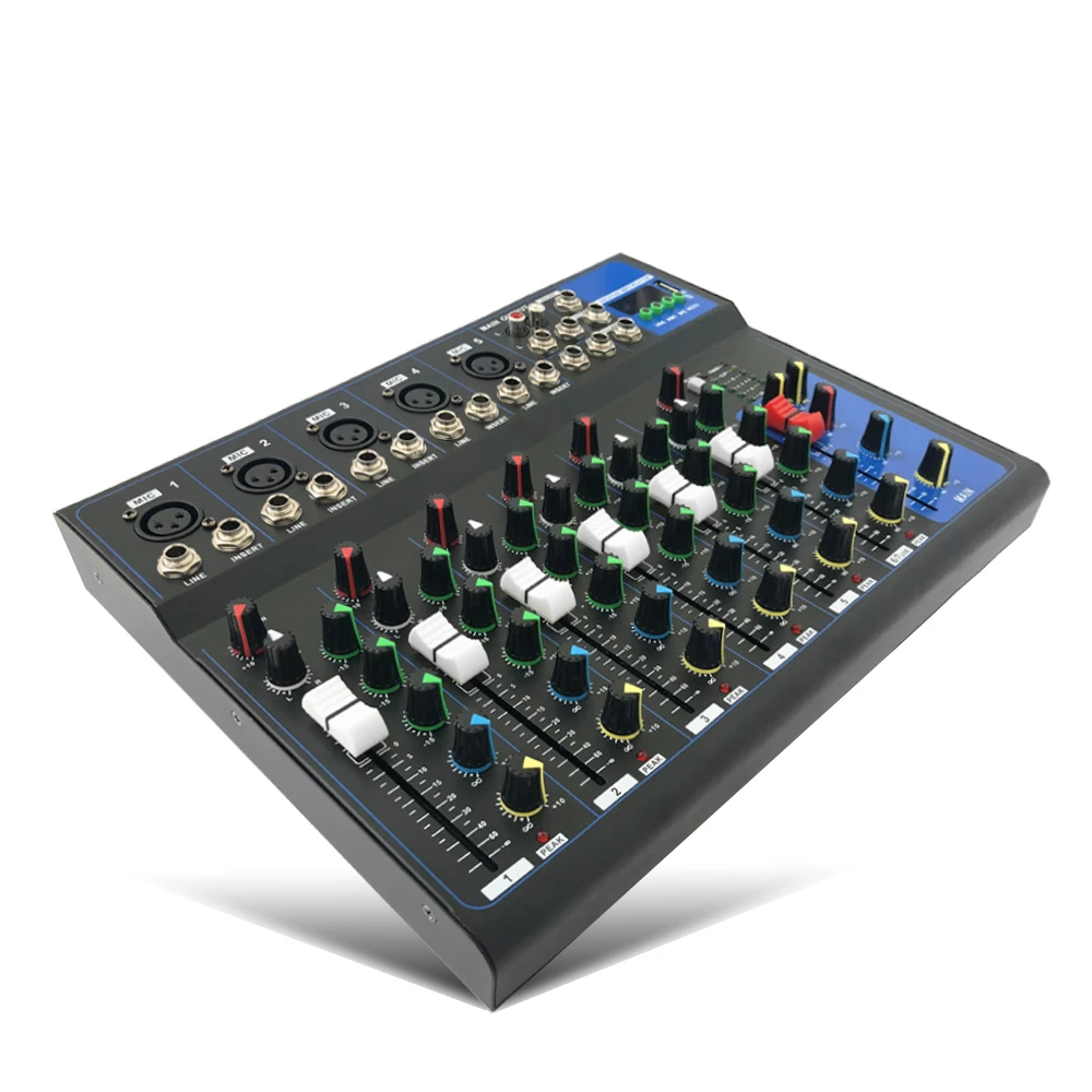 GAX-UF7 Professional 7 Channel USB Recording Sound Card Mixer with DSP Effects for Home Performance in Audio Video & Lighting