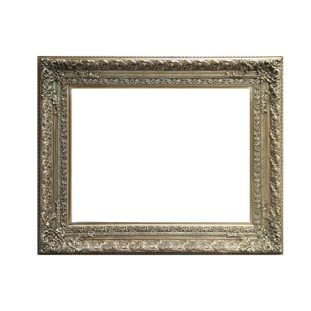 Handmade Custom Size Silver Luxury Royal Photo Frame Antique Baroque Wooden Picture Painting Frame