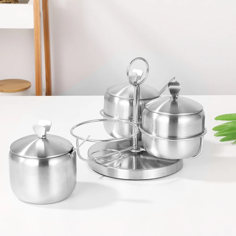 
kitchen herb and spice containers sugar bowl metal stainless steel spices container set with spoon 