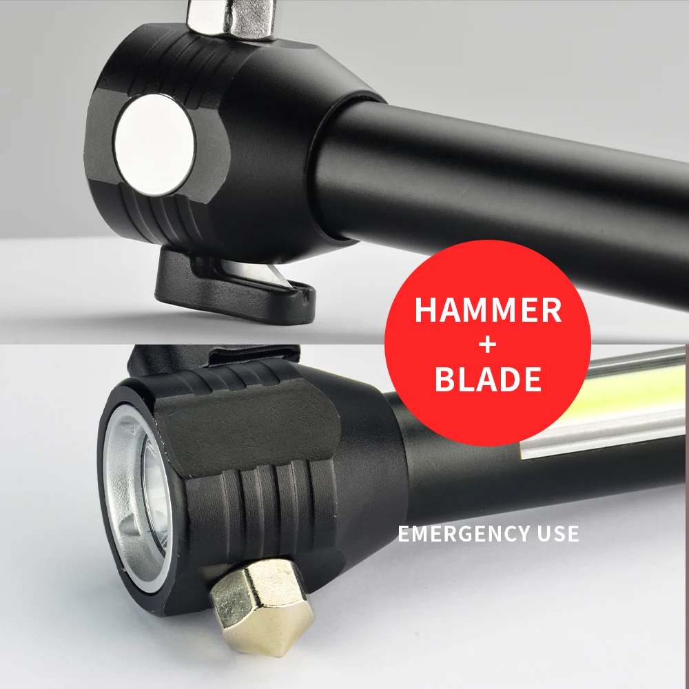 VCAN Dimming Support Emergency Hammer Flashlight Aluminum Alloy T6 Wick 1W LED Rechargable Self Defense Flashlight Torches