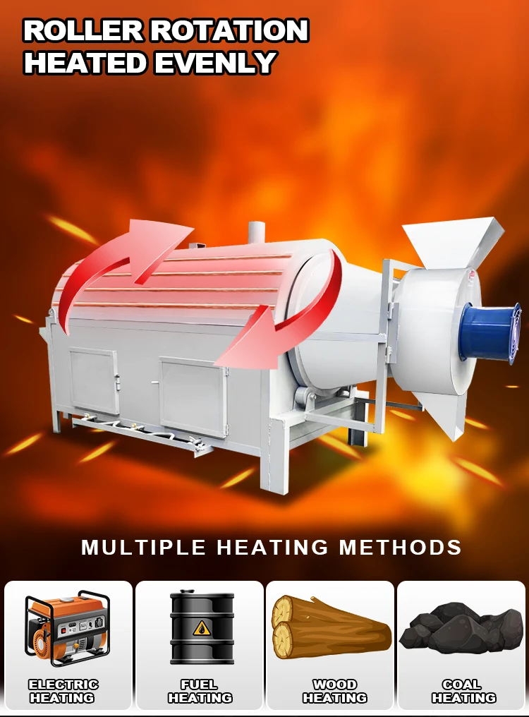 Industrial Pea Drum Dryer Coffee Bean Drum Dryer rotary melon seeds drum dryer