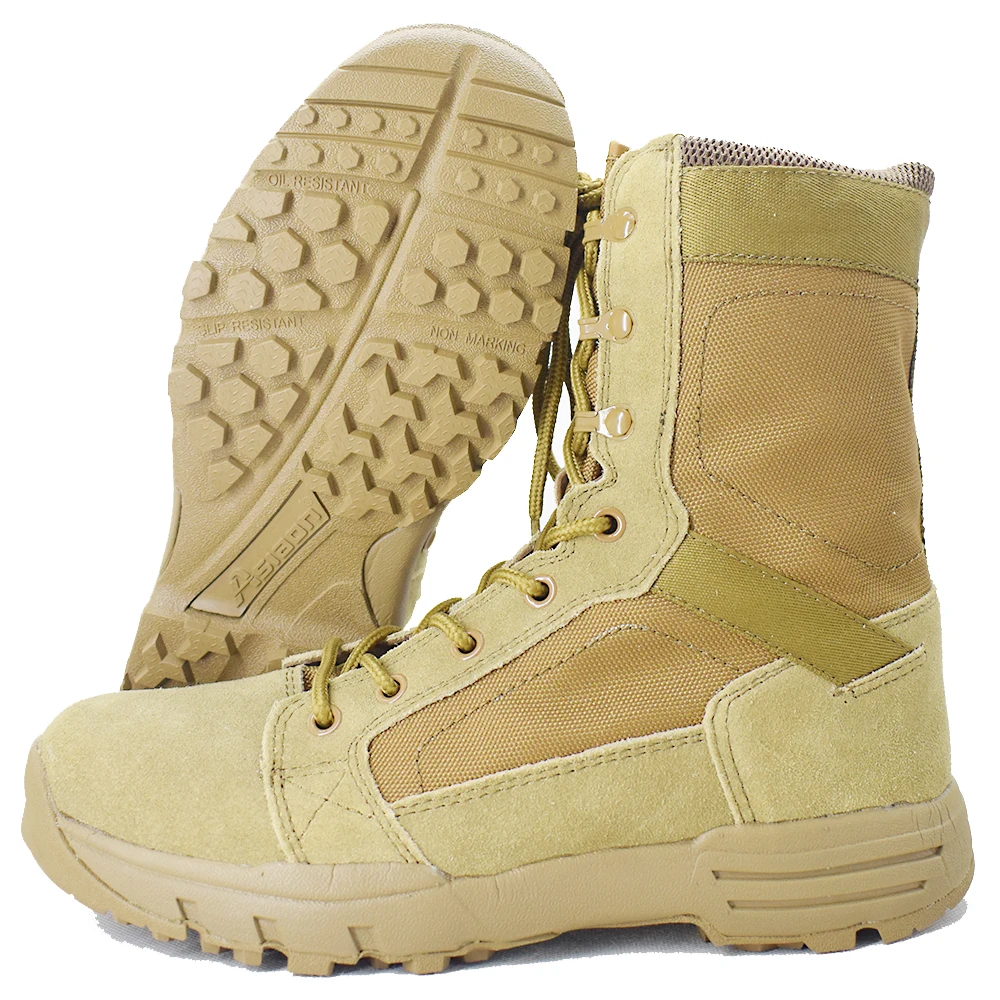 High Quality Leather Boots Brown Outdoor Desert Safety for Men Coyote Color Tactical Combat