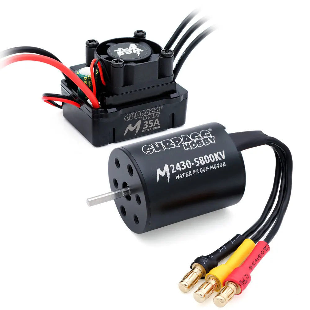 Surpass Hobby M Series Waterproof M2430 Brushless Motor with M35A ESC Combo for 1/18 1/16 RC Car LC WTOYS MJX 1/16 Car Models