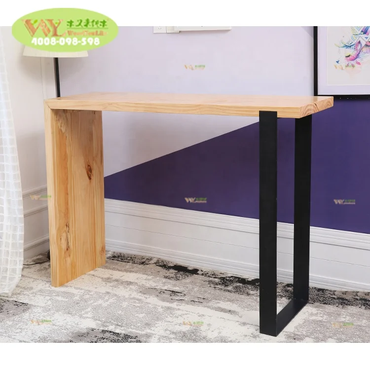 105 cm Height Custom Solid Wood Bar Table For Coffee Shop  / Solid Stave Oak Wood Coffee Bar Table