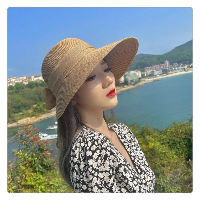 New Ladies Straw Sun Hat Sunshade UV Protection Summer Big Brim Beach Sunscreen Straw Hat
