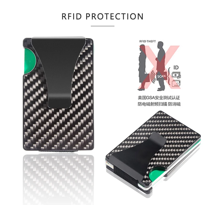  Лидер продаж бумажник для карт с RFID мужской кошелек резинкой зажим денег металлический алюминиевый материал держатель