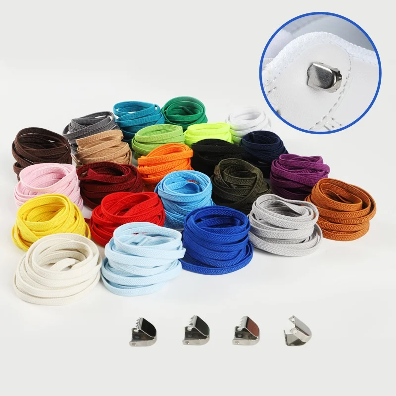 6mm Flat Elastic No Tie Shoe Laces Press Lock Lazy Shoelaces for Kids Men Women