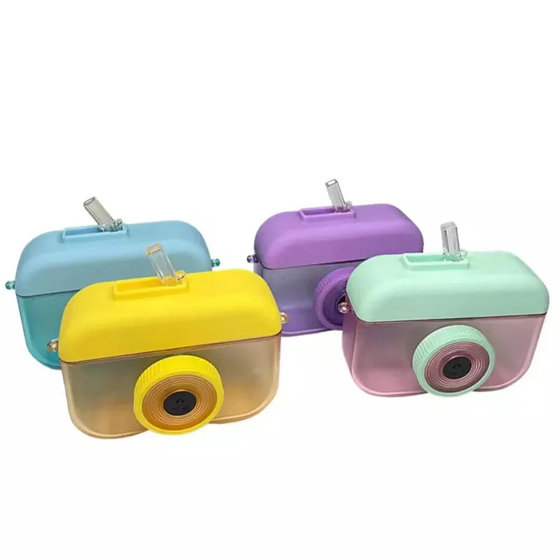Cute camera cup portable carrier for children suction nozzle plastic cup wholesale