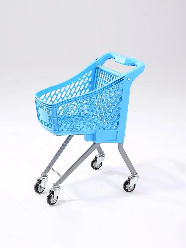Plastic Supermarket Kids Shopping Trolley Iron Cart Retail Grocery Store With Flag For Children