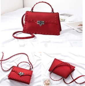 2021 new fashion Designer Messenger Rivet Litchi PVC Jelly Bolsas Designer leather crossbody handbag for women