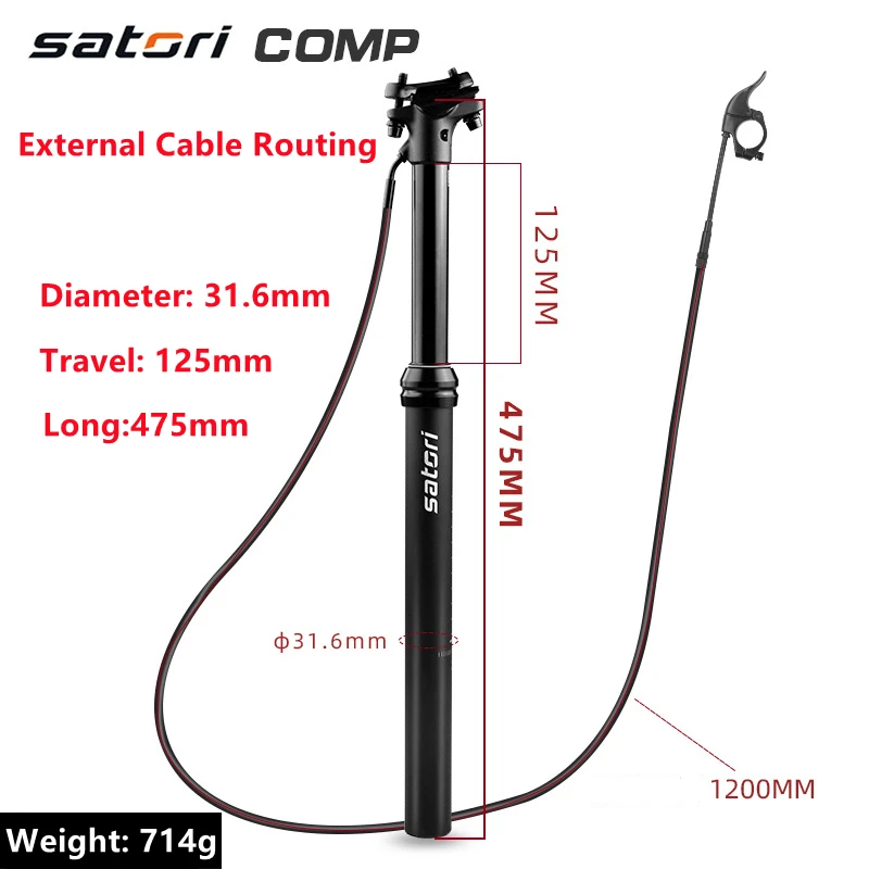SATORI PRO COMP MTB дроппер подседельный штыревой 30 9 31 6 внутренней/внешней проводки подвесного сиденья горного велосипеда 125/150 мм путешествия