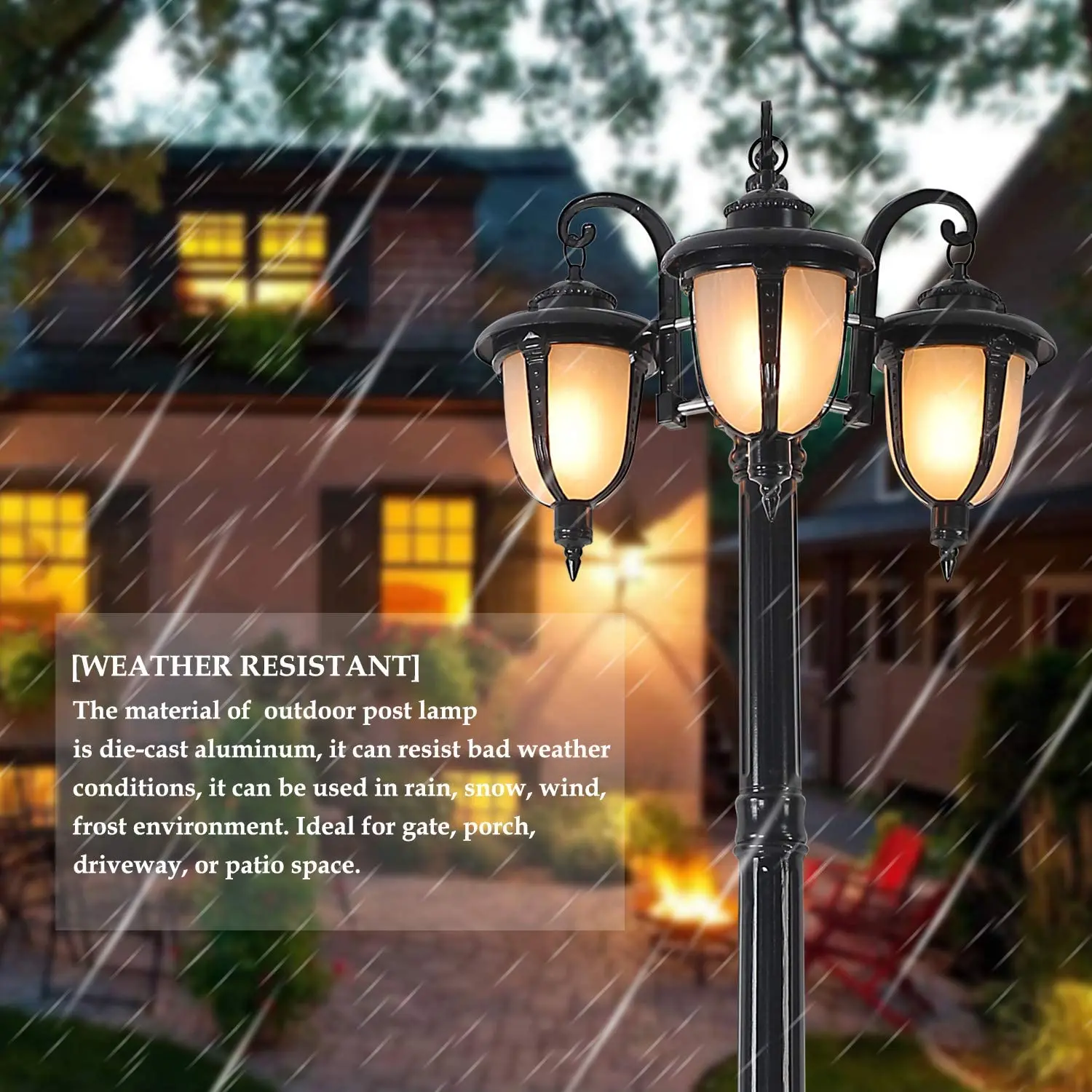 Manufacturer Pole Garden Outdoor Lamp Post Landscape Lamp European Solar Light Sensor Waterproof Ip65 For Street Courtyard Lawn