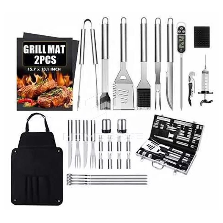 
Wholesale 32 pieces of kitchen outdoor heavy duty accessories stainless steel barbecue bbq tool set kit 