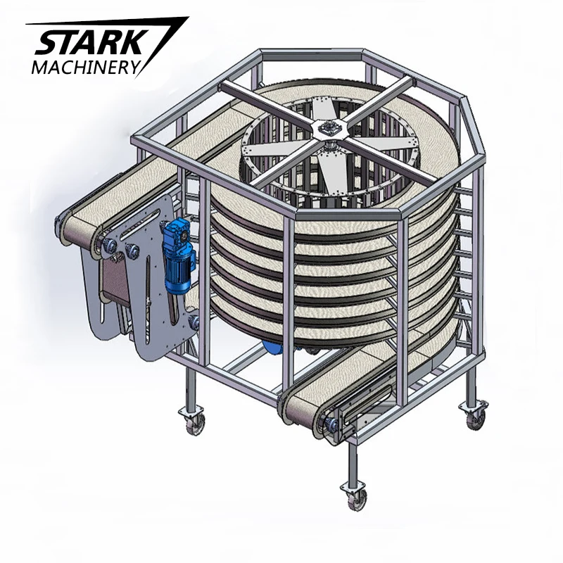 SUS304 stainless steel food class mesh belt Biscuit Pizza Bread Cake Food Industry Spiral Lifting Cooling screw Conveyor