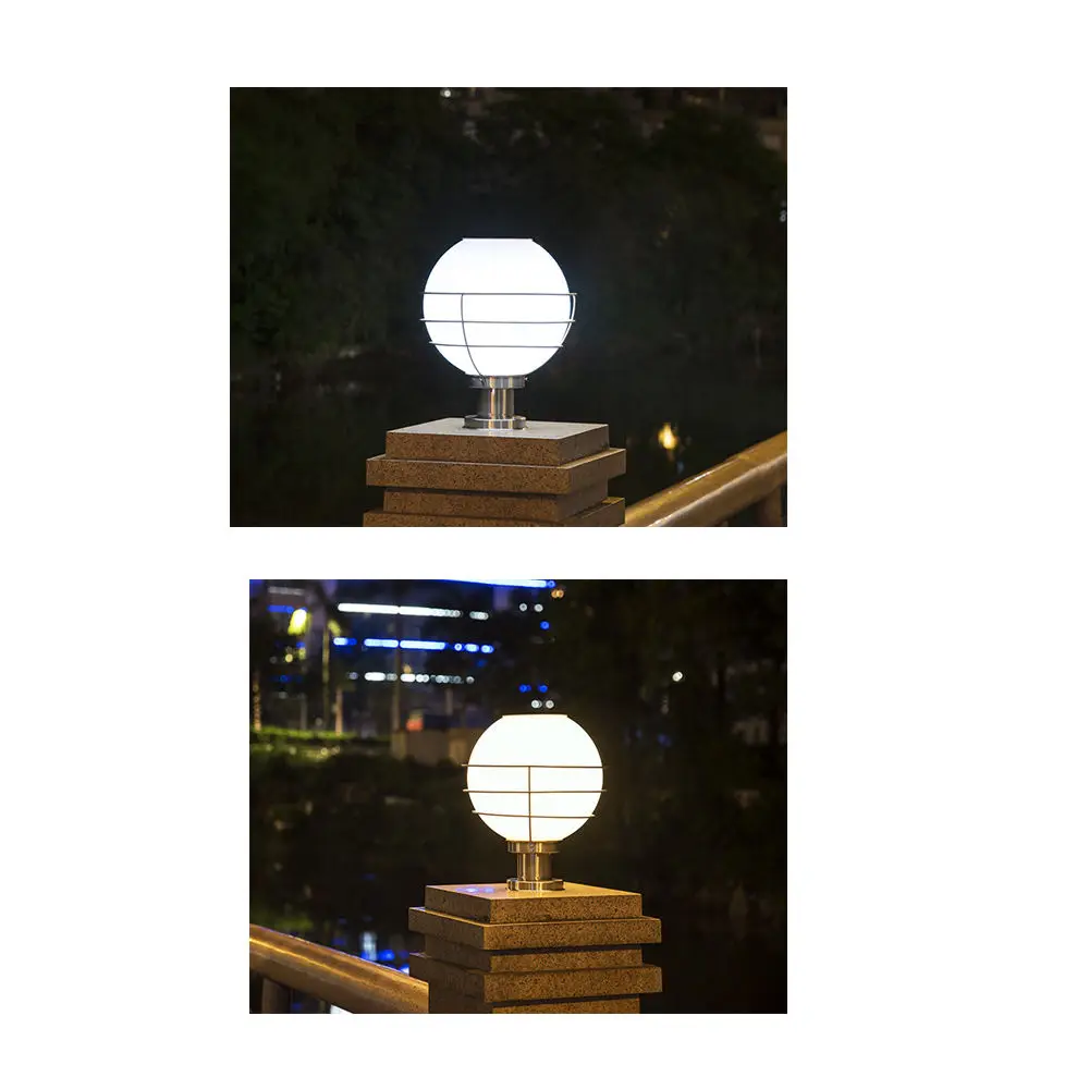 Outdoor Stainless Steel E27 Led Garden Bollard Light Lawn Lamp With Dia.200 300 Global Round Ball Ip65 Lamp Lighting