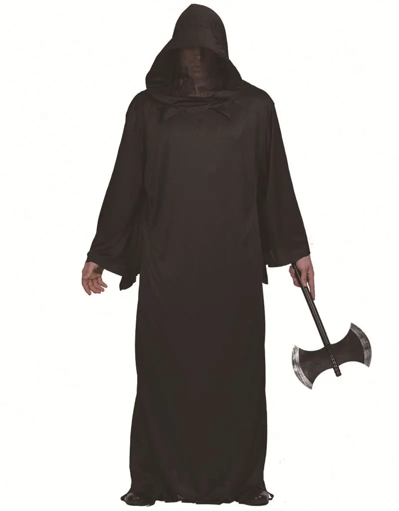 Ready to Ship Black Devil Costume One Size Hooded Robe Halloween Cosplay Costume Robe Cloak Cape