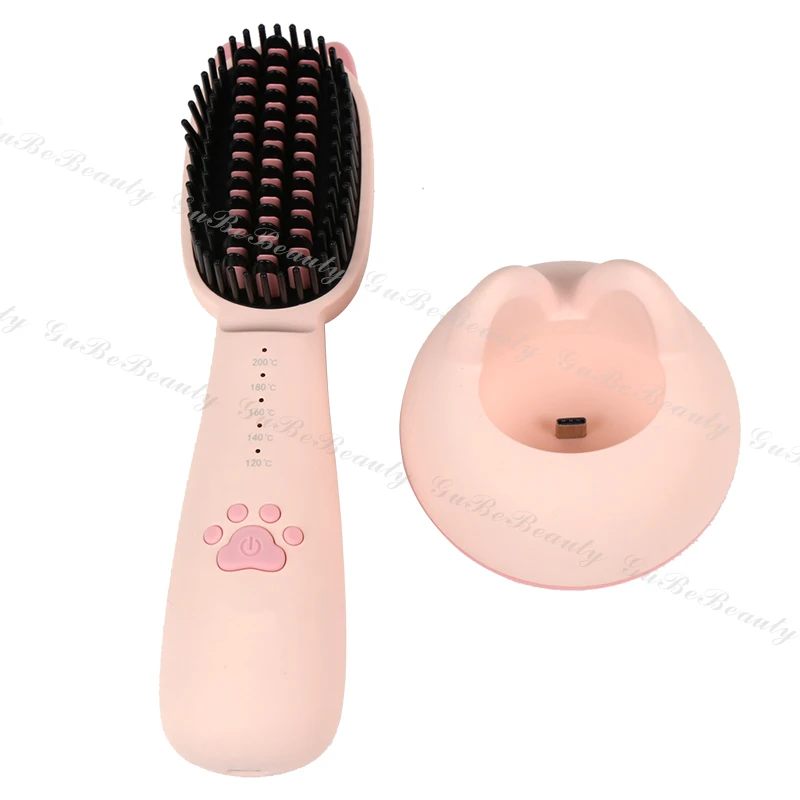 Gubebeauty cute pink best hair straightener brush hair straightener handy flat iron hair straightener for homeuse with FCC&CE