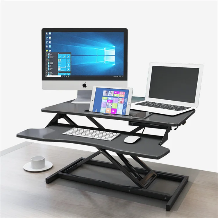 Chinese Manufacturer Adjustable  Desk Converter Black Standing Computer Desk Table