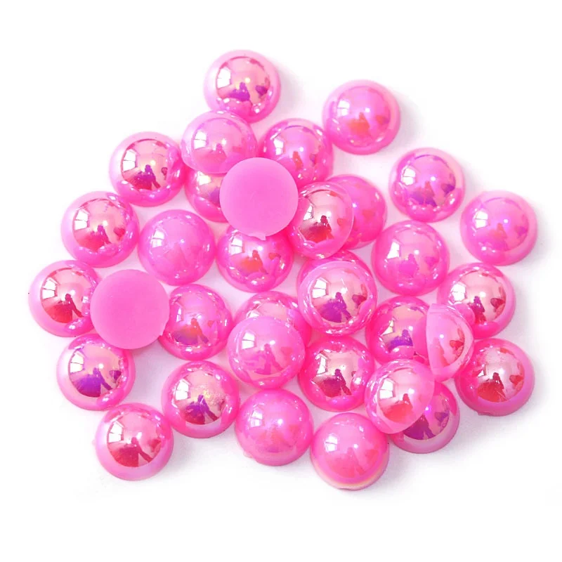 Wholesale AB colors plastic ABS flat back pearl in bulk half round loose pearls For DIY Hair Accessories