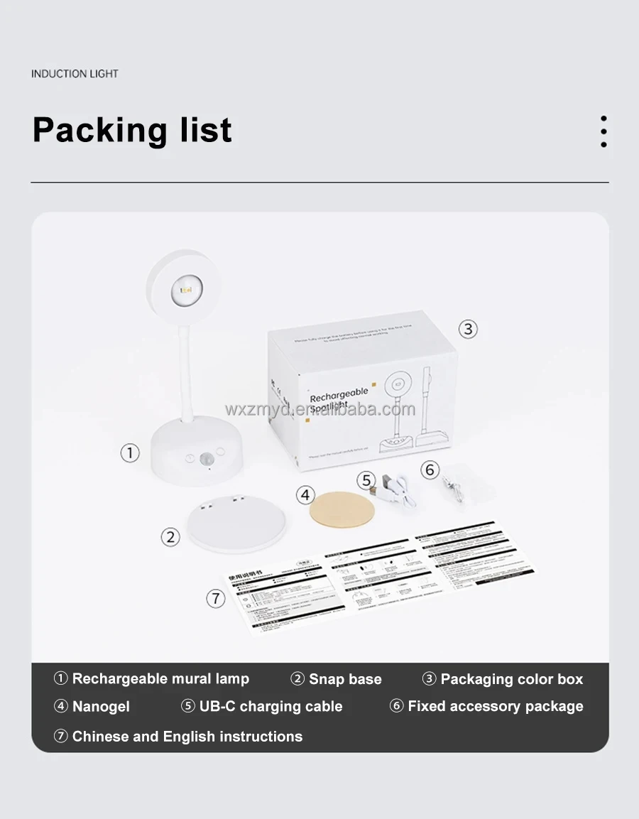 LED Night Light Spotlight Motion Sensor Wall Light Dimmable USB Charging Lighting for Bedroom Walkway LED Cabinet Closet Lamp