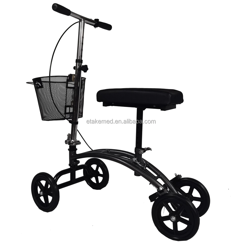 Drive Medical 796 Dual Pad Steerable Knee Walker with Basket, Alternative to Crutches