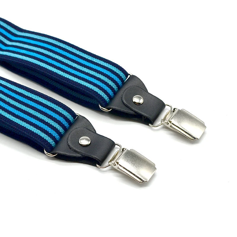 Stripe Suspenders Pants Men Elastic Y Shape Braces 4 Clips Suspender Belt 3.5*120cm Navy Suspender Male Red Black