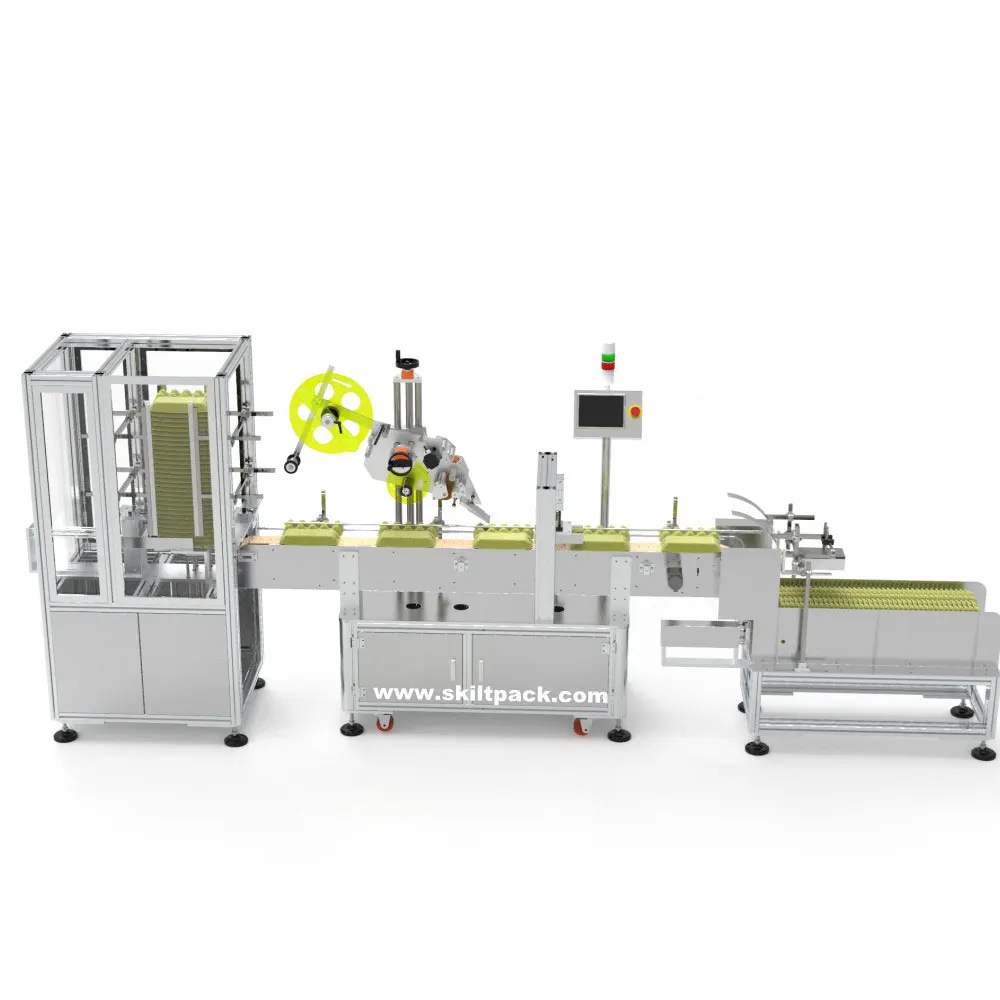 SKILT Full automatic egg trays labeling machine for egg box with printer