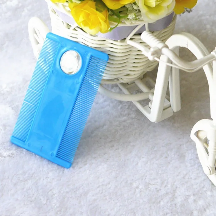 China Factory Wholesale Price Human Hair Care Plastic Handle Double Sided Anti Lice Nit Louse Tick Flea Comb With Magnifier Len