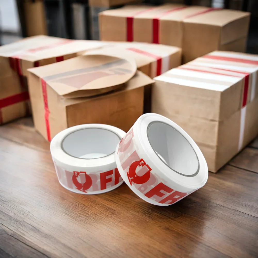 Custom Printed White Red PVC PE Film Warning Tape Acrylic Adhesive Self-Adhesive Barricade Caution Safety Roll Carton Sealing