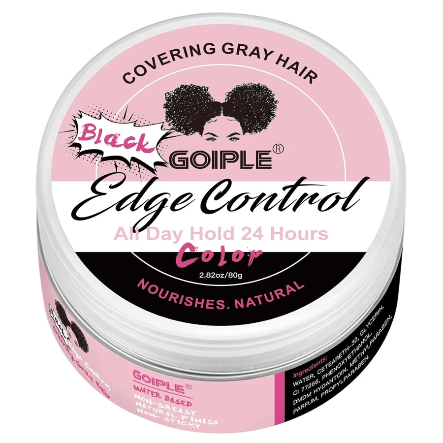Private Label Black Edge Control Long Lasting Strong Hold Natural Glycerin Nourishes Moisturize Hair Edge Control Gel Wax