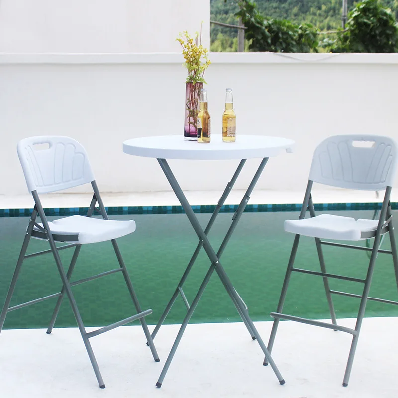80x110cm Round table manufacturer camping wedding party hire plastic outdoor catering bar HDPE folding table