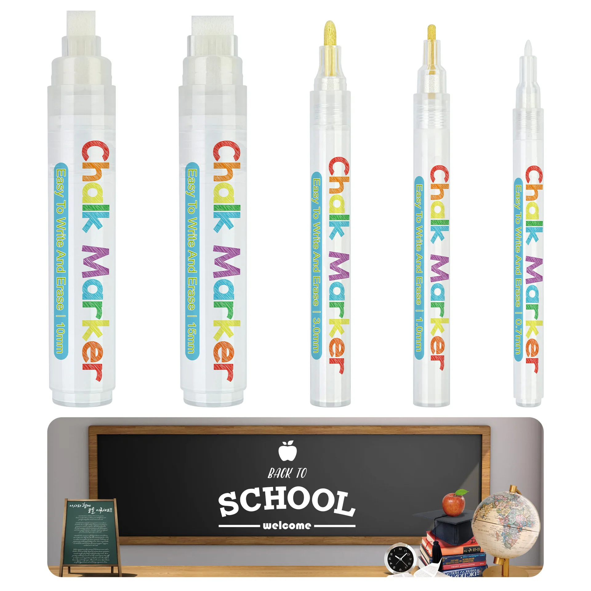 5pcs Liquid Chalk White Water-based Dust-free Liquid Chalk Advertisement Graffiti Pen Chalkboard Pen Set