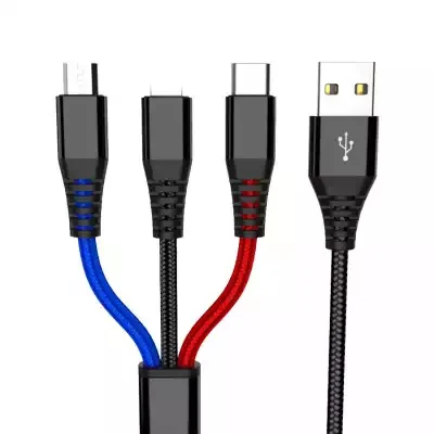 2022 mobile phone charger 2.4A fast charging cable for lighting Micro USB Type C 8pin 3 in 1 usb cable