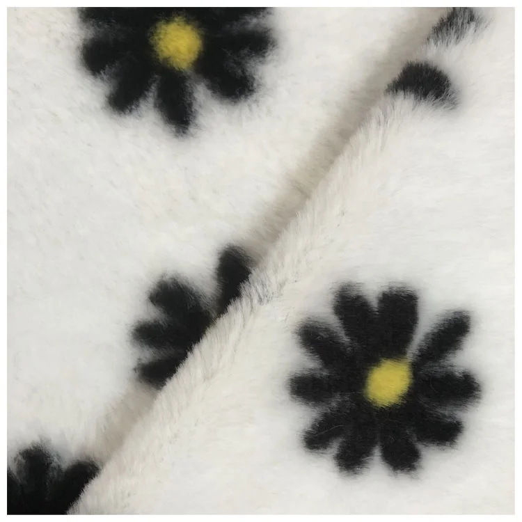 
100% polyester printed faux fur fabric printed fake hair like rabbit fur 