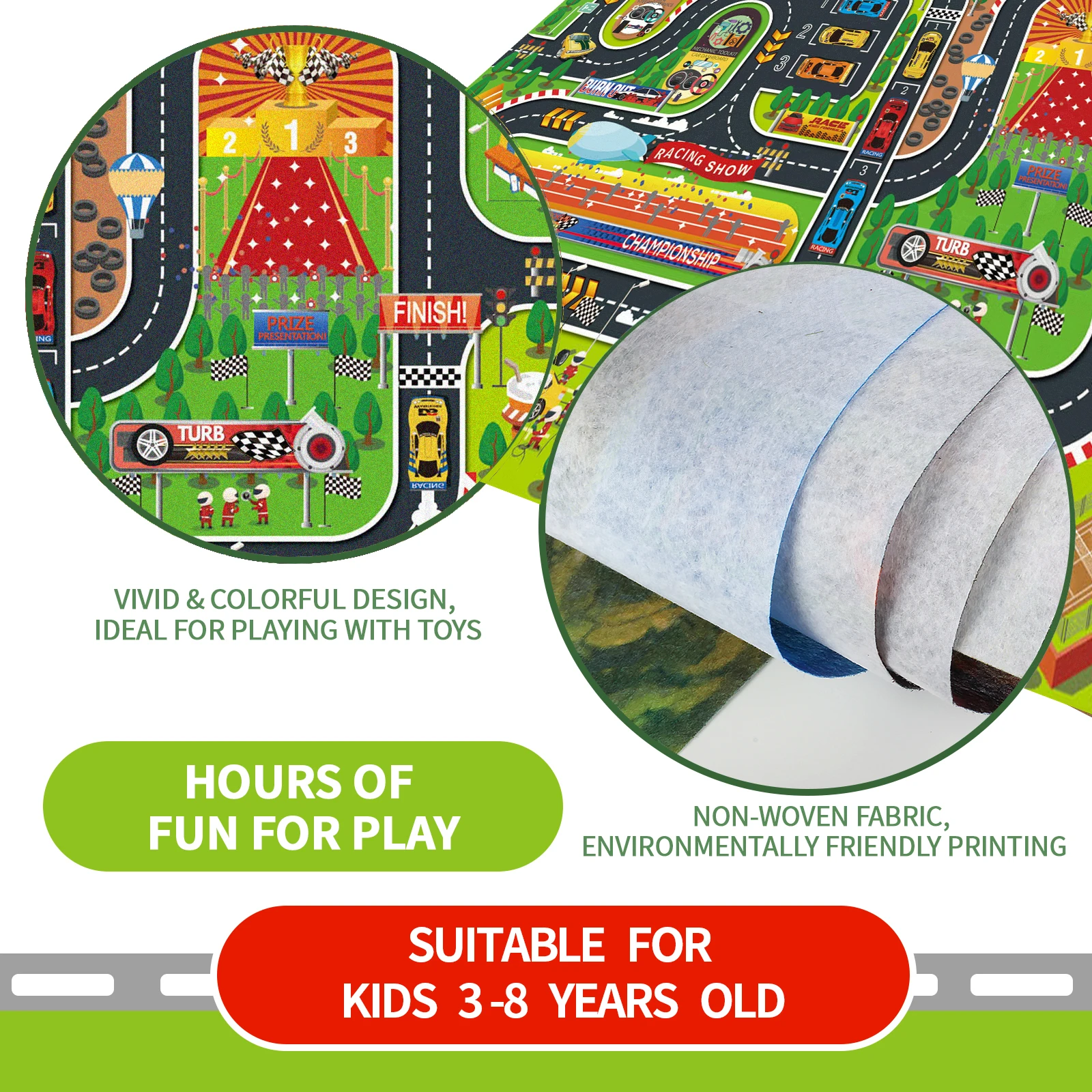 Hot selling children play mat game cloth Racing car traffic scene series gaming mat
