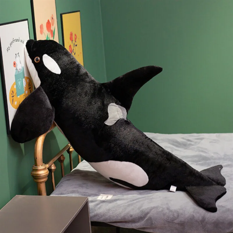 Shark Stuffed Sea Animals Lifelike Orcinus Orca Black Whale Plush Toys Big Fish Cloth Doll Children Birthday Gift