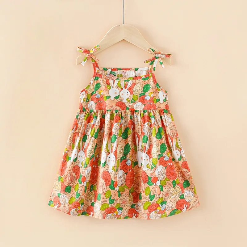 Baby Girl Northeast Big Flower New Summer Dress 2024 Summer Suspender Skirt Thin Section