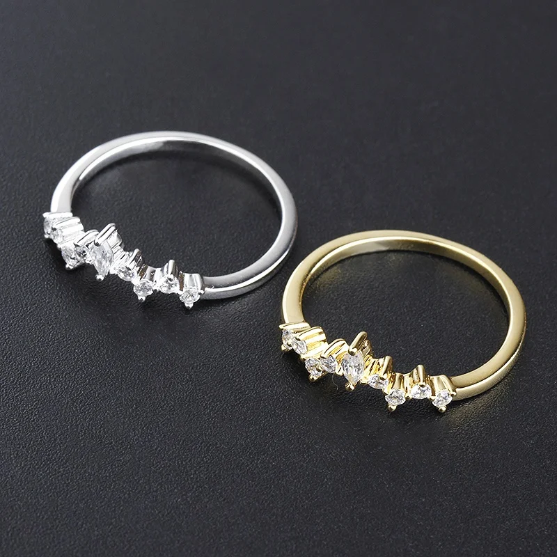 plata 925 al por mayor 18k gold plated women cz cheap china wholesale 925 silver engagement rings simple dainty diamond zircon