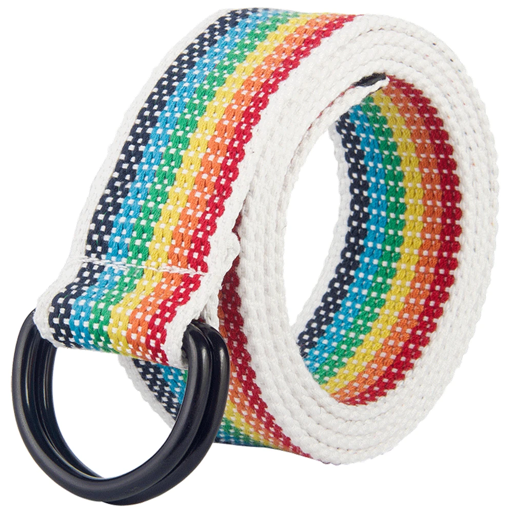 
Spot hot sale 17 color double ring canvas belt solid color simple wind teen adjustable inner belt custom printed belts 