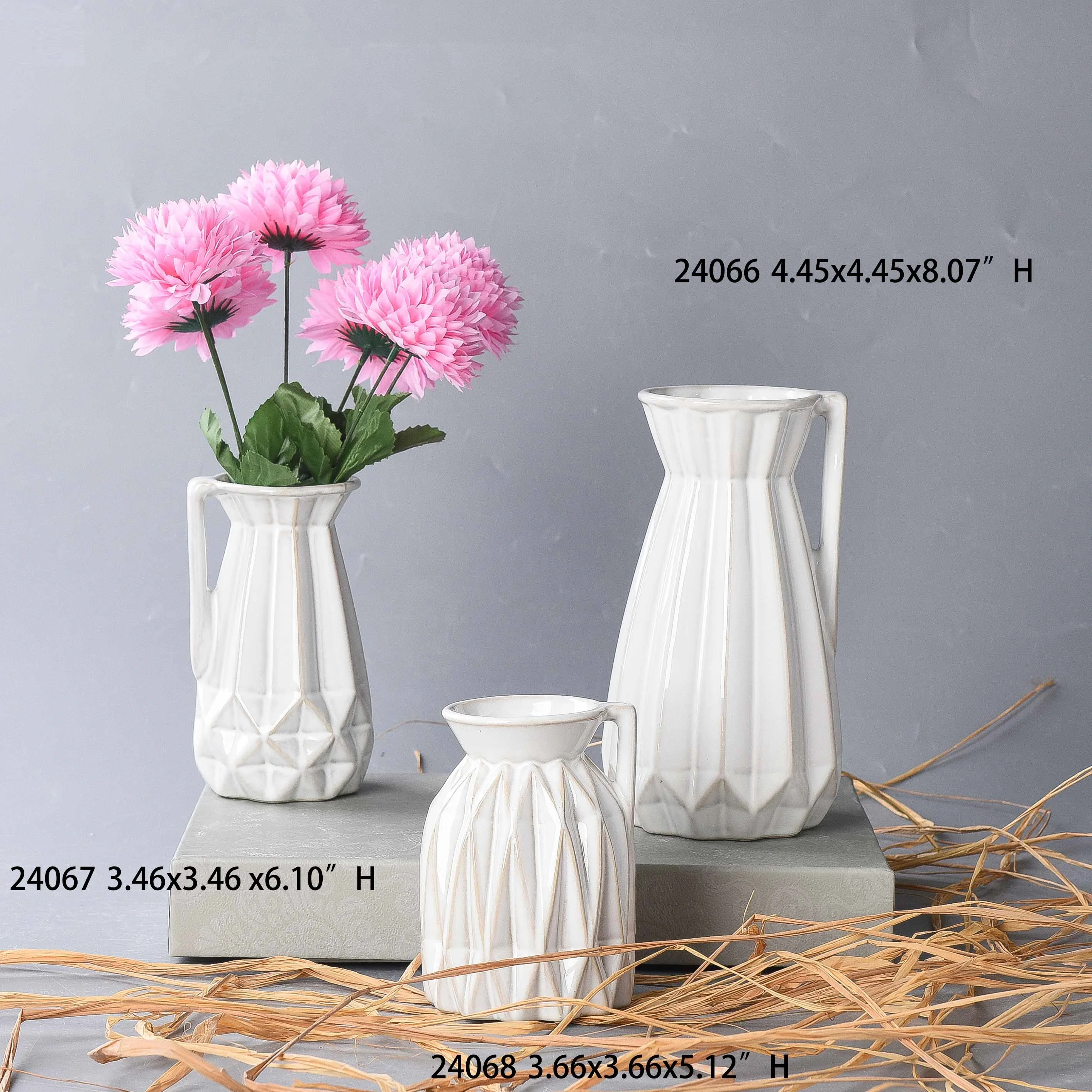 Simple Vintage Nordic Modern Flower Ceramic Nordic Standing Flower Ceramic Vase With Artificial Plants For Home Decor