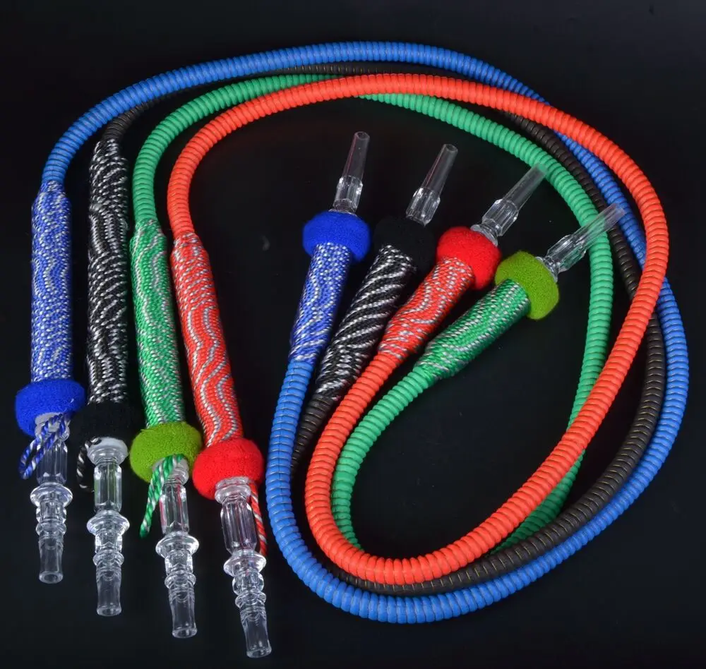 Manufacture Arab hookah shisha hose food grade silicone hose with aluminum handle and mouth tip smoking accessories