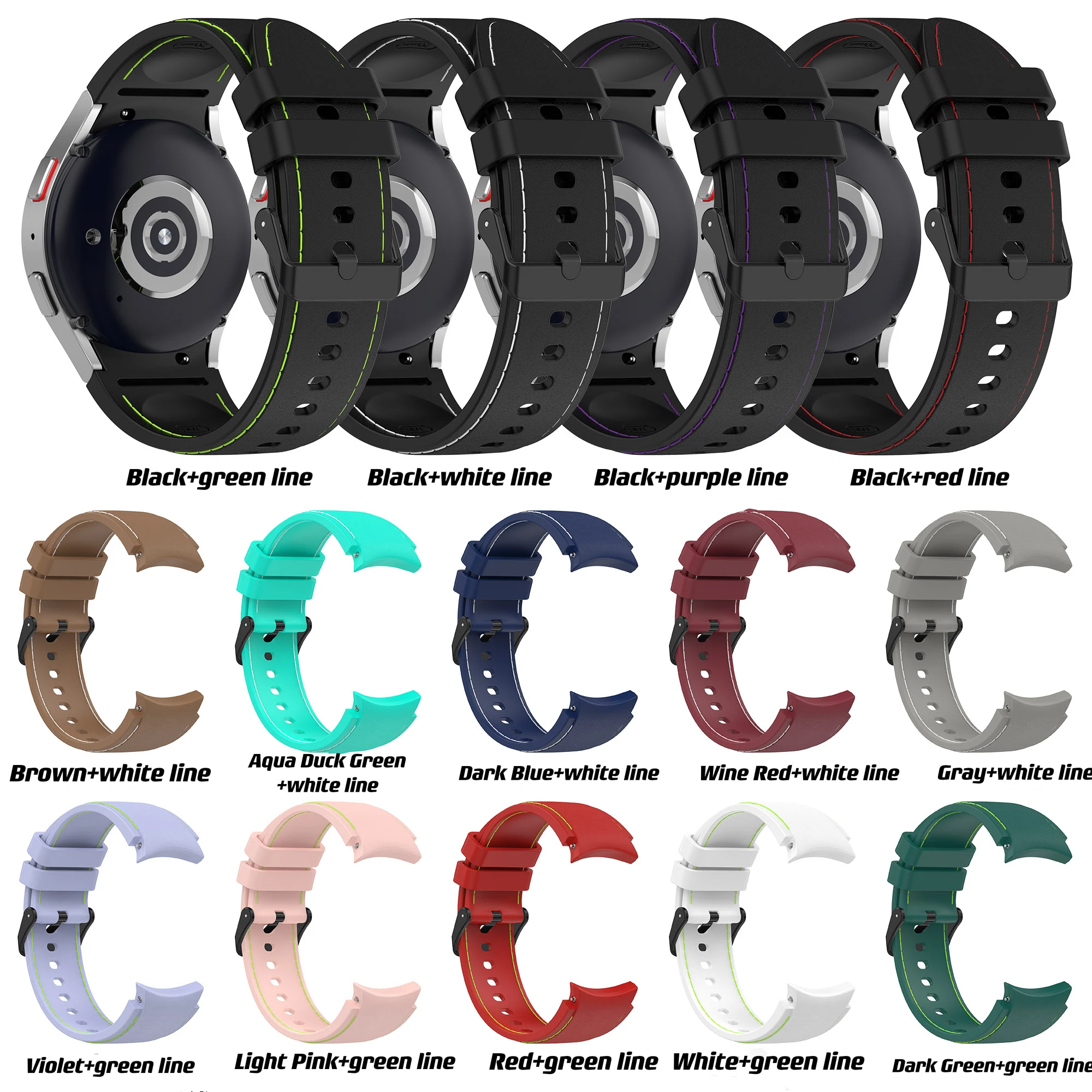 20mm Quick Release Strap for samsung galaxy watch7  Silicone Bandfor samsung Galaxy Watch 6/5/4/4 classic/6 classic
