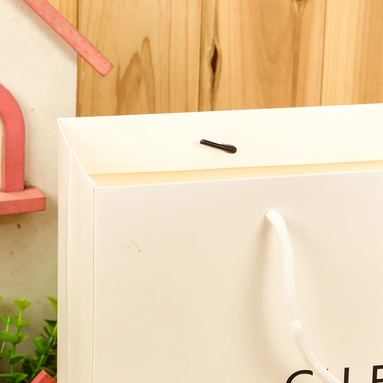 luxury custom logo gold stamping printed white gift promotional paper shopping bag