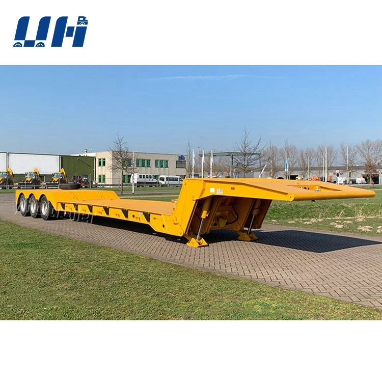 Heavy Duty Loading Double Hydraulic Legs 120 Ton Semi-Trailer Low Bed Truck Trailers Hydraulic for Transport Heavy Machinery