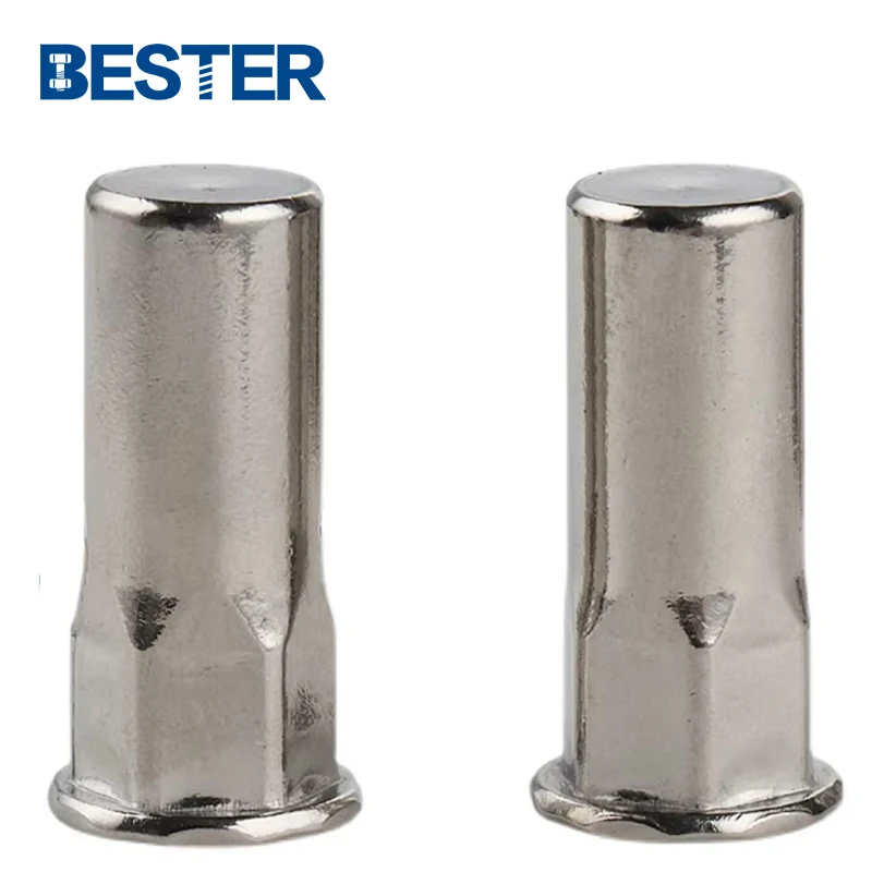 Factory M3 steel metric inch galvanized countersunk flat head sealed closed end half hex rivet nuts