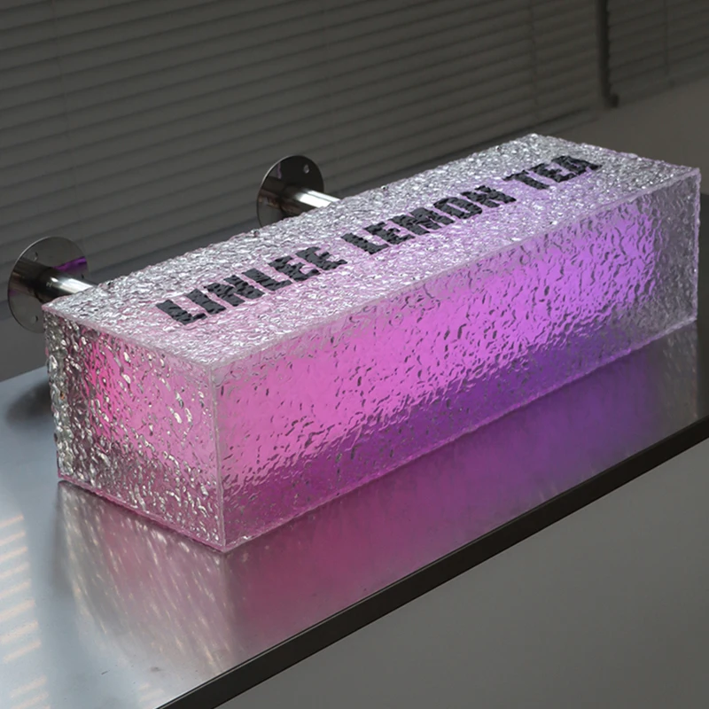 Crystal Colorful Advertising Sign Luminous Acrylic Light Box Billboard Stone Pattern Shop Lightbox Outdoor Led Signage Signboard